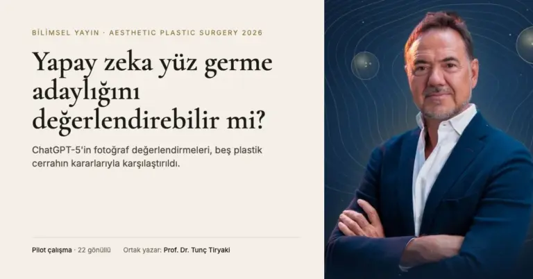 Yapay zeka ve yüz germe adaylığı çalışması, ortak yazar Prof. Dr. Tunç Tiryaki