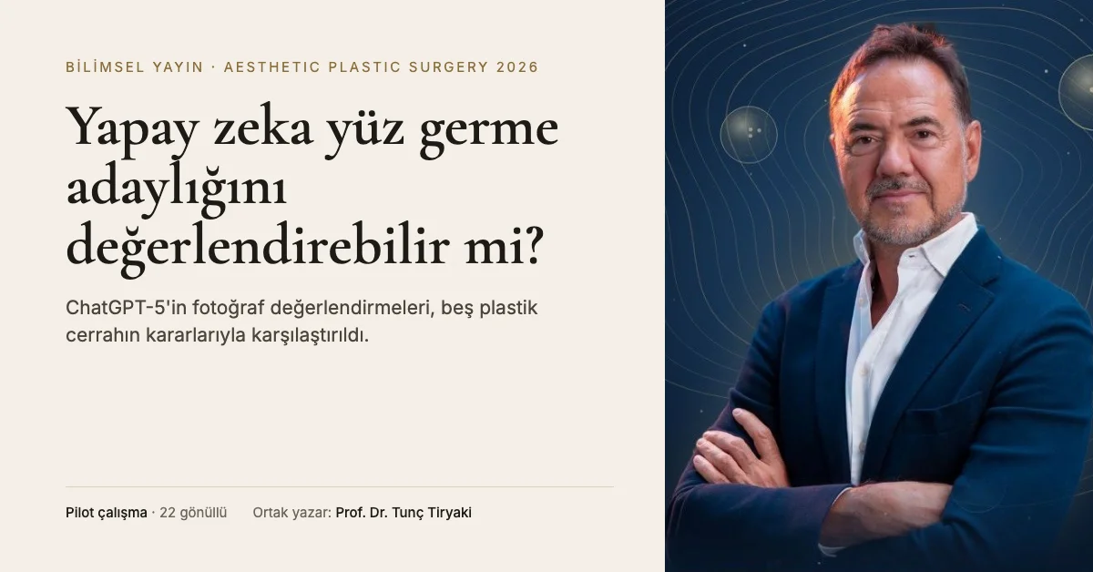 Yapay zeka ve yüz germe adaylığı çalışması, ortak yazar Prof. Dr. Tunç Tiryaki